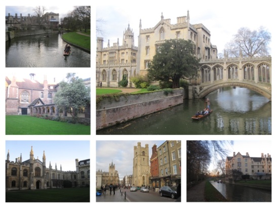 Cambridge: bootjes op de river Cam, mooie oude gebouwen, spectaculaire bruggen, colleges...